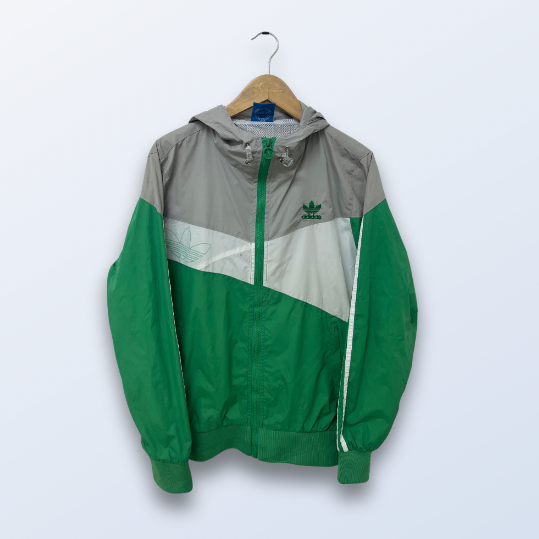 Green and white adidas track jacket best sale